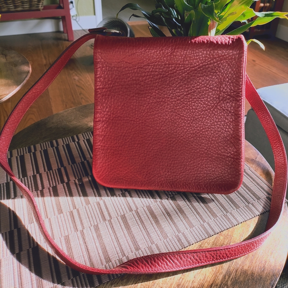 Roots Red Leather Crossbody Bag